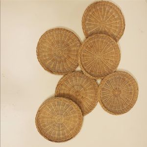 Vintage Accents - Set of 6 Vintage Boho Woven Plates Vintage Accents - Set of 6 Vintage Boho Woven Plates